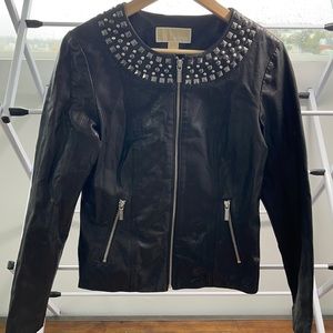 Michael Kors Black Studded Leather Jacket